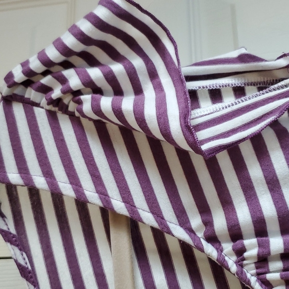 Olivia Moon, purple & white top Size L - Picture 4 of 9